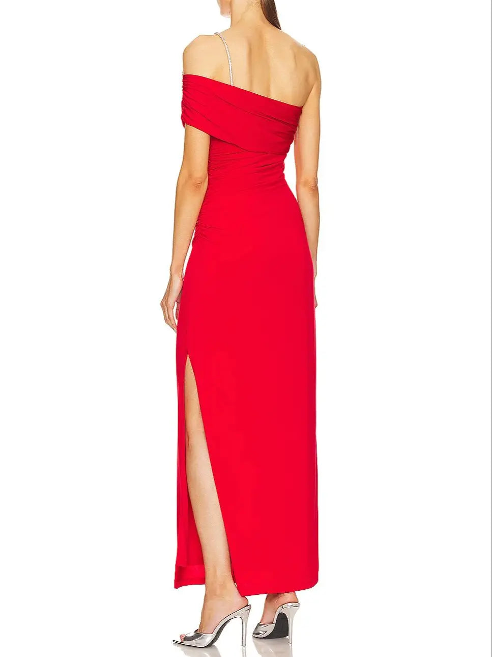 INS Celebrity Split Red Bodycon Dress VestiVogue