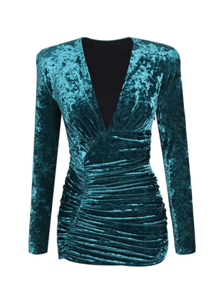 Purple Blue Velvet Bodycon Dress VestiVogue