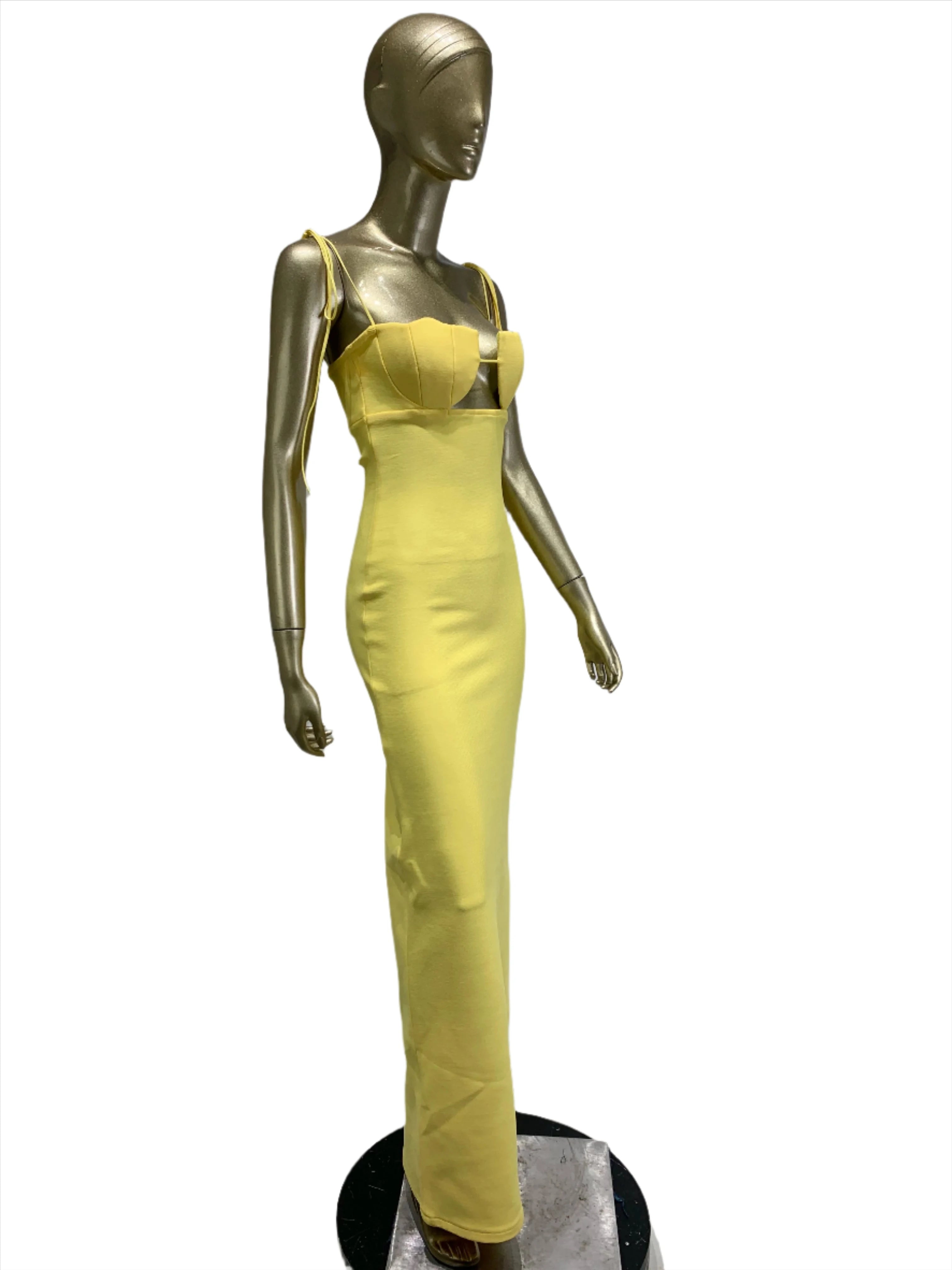 Sleeveless Yellow and Black Maxi Bandage Dress VestiVogue  