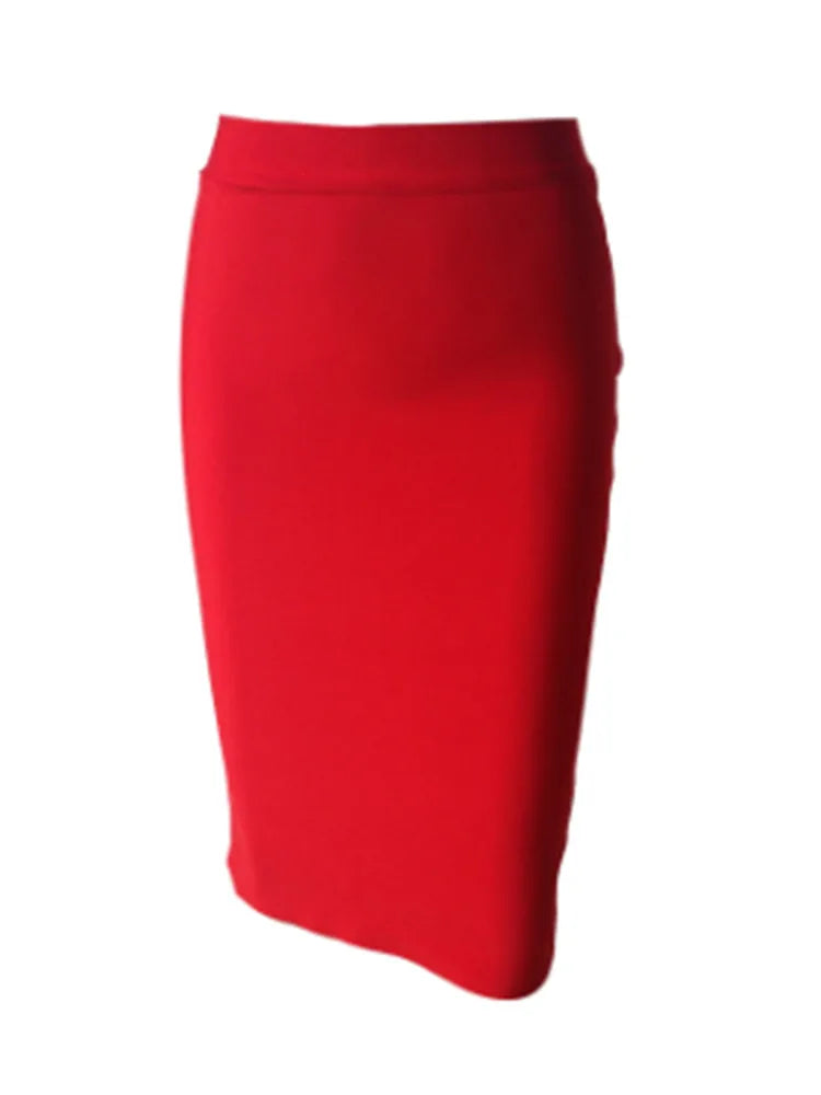 Nude Bodycon Pencil Skirt VestiVogue Red XXL