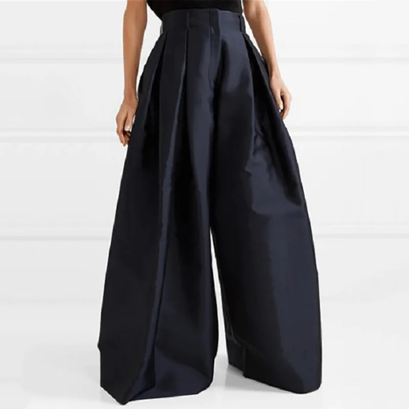 Chic High Waisted Pleated Wide Leg Pants in Solid Colour VestiVogue