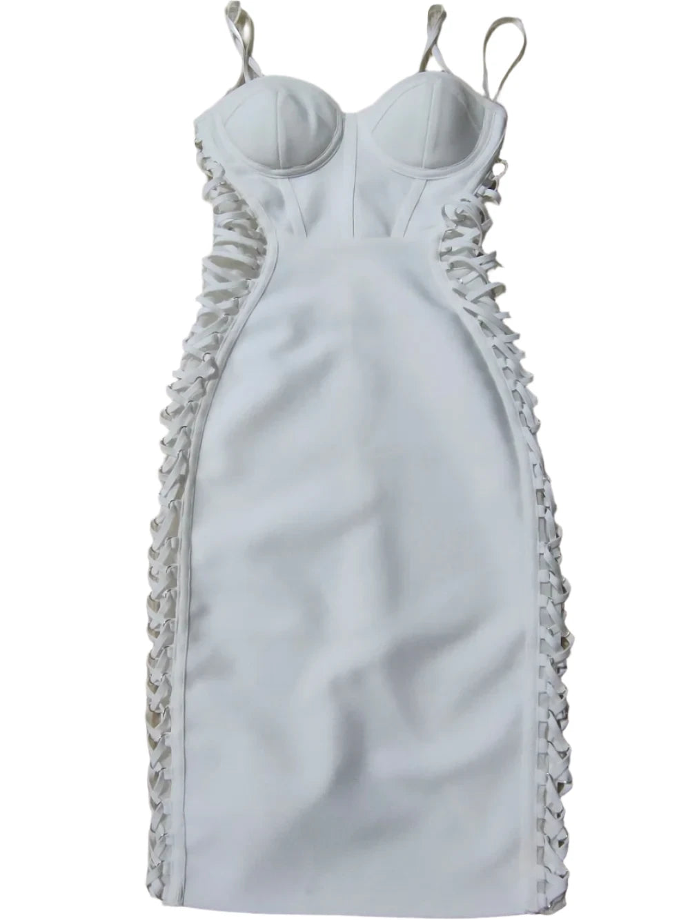 Sexy Bodycon Midi Dress VestiVogue white L