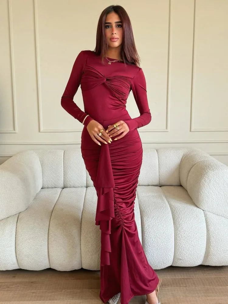 Elegant Long Sleeved Sheath Maxi Dress for Autumn/Winter VestiVogue  