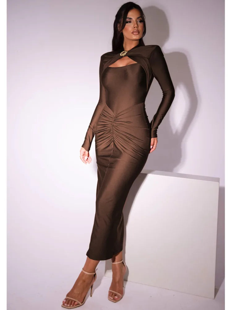 Hollow Out Bodycon Long Dress VestiVogue