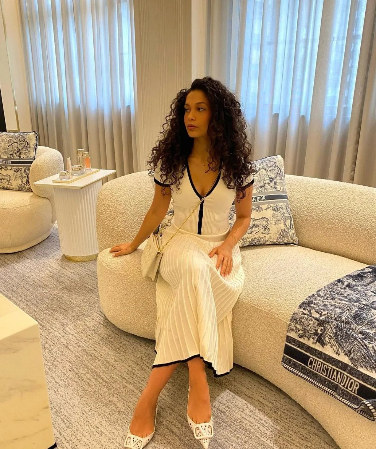 Knit Patchwork Crop Top and A-Line Skirt Set VestiVogue