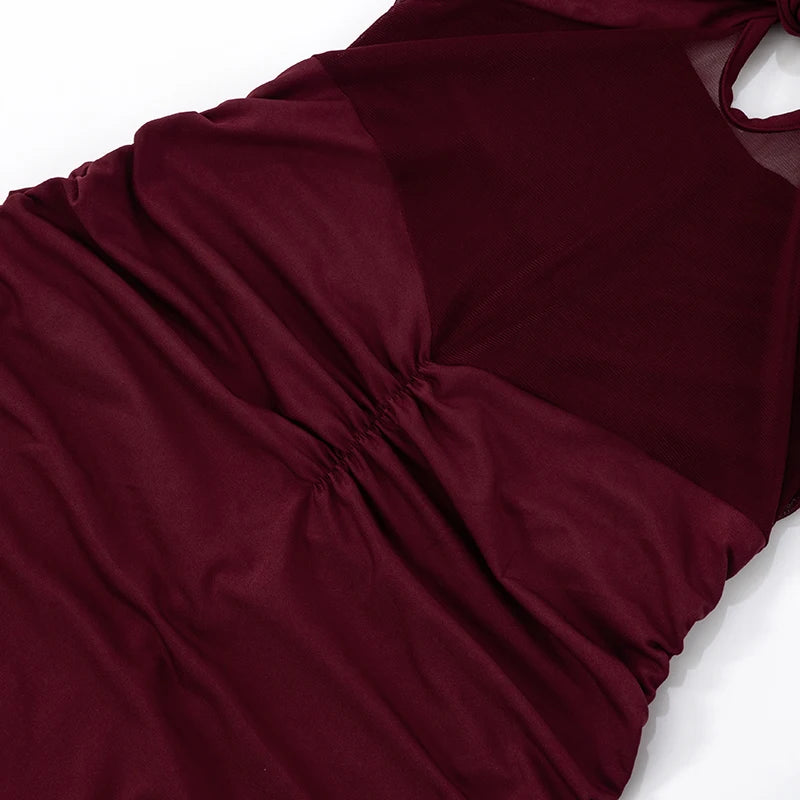 Strapless Hollow-Out Mesh Sheath Dress VestiVogue