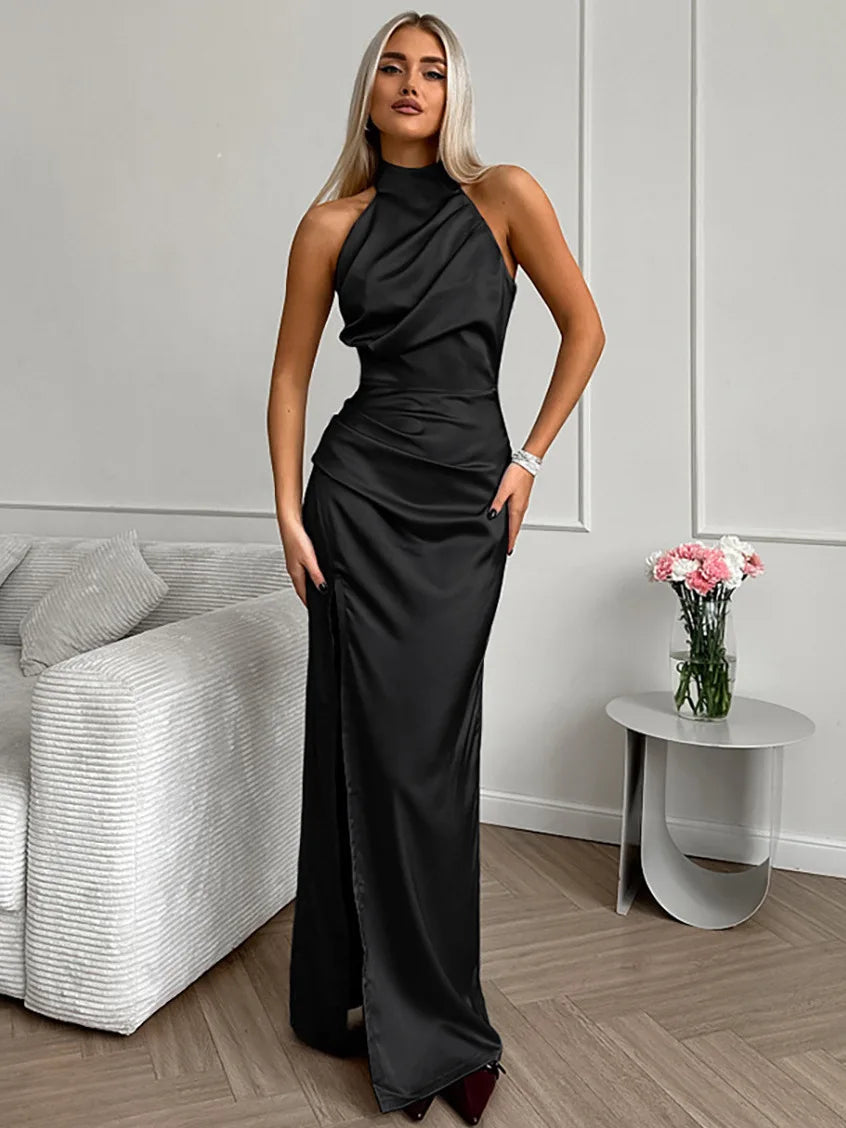 Elegant Sleeveless Long Dress for Women VestiVogue Black L