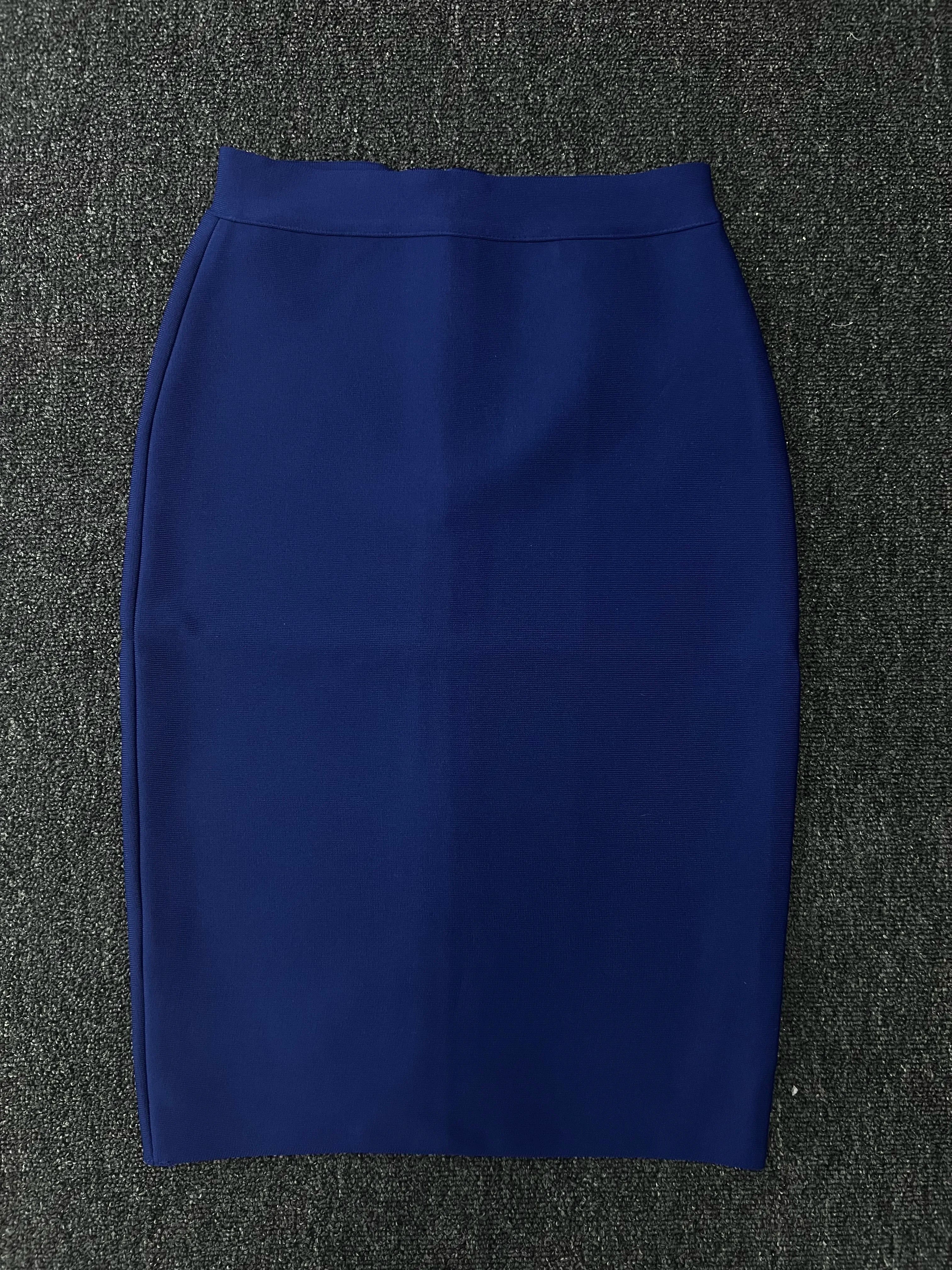 Nude Bodycon Pencil Skirt VestiVogue Blue XL