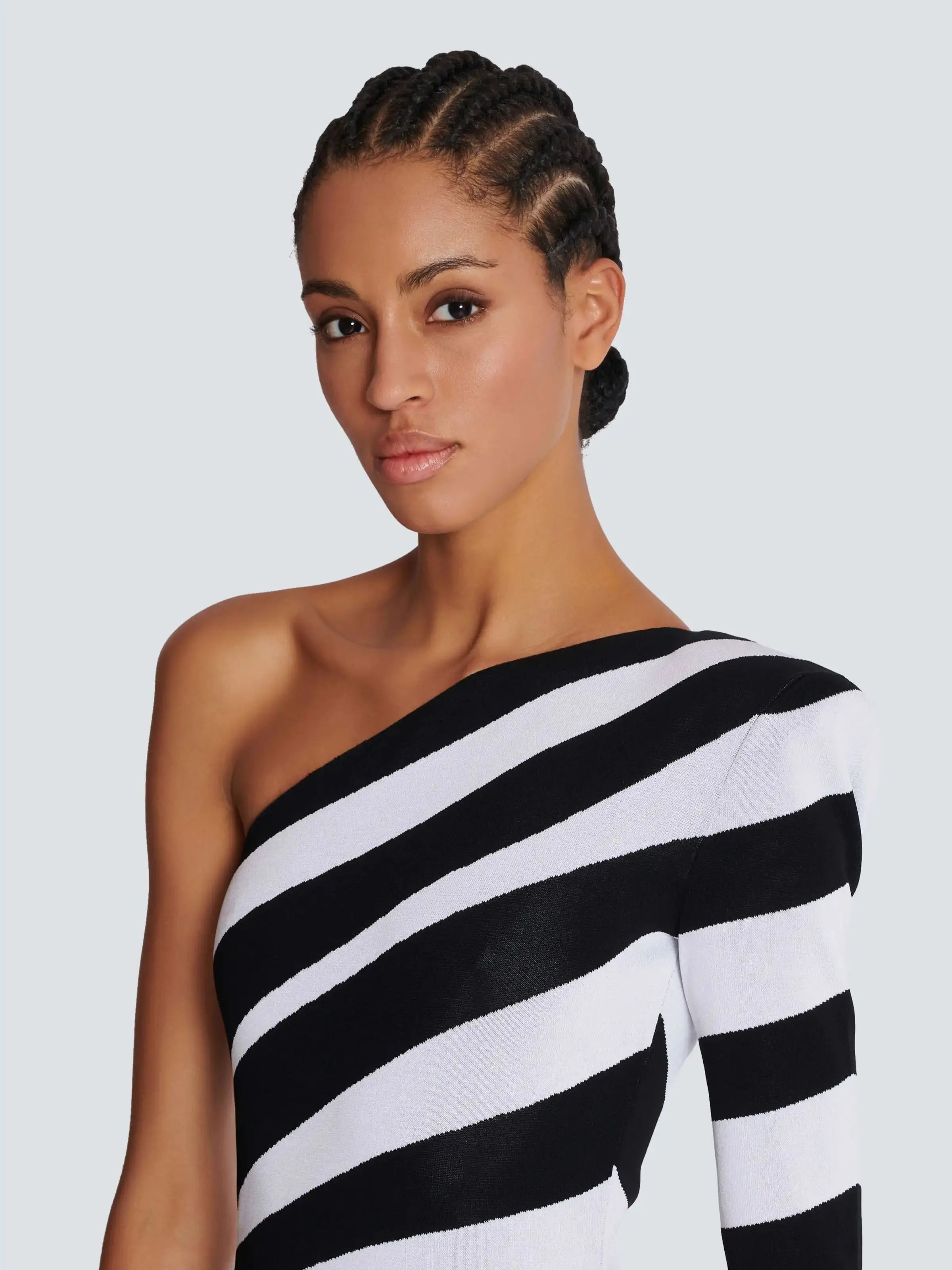 Asymmetrical Striped Jacquard Maxi Bandage Dress for Women VestiVogue  