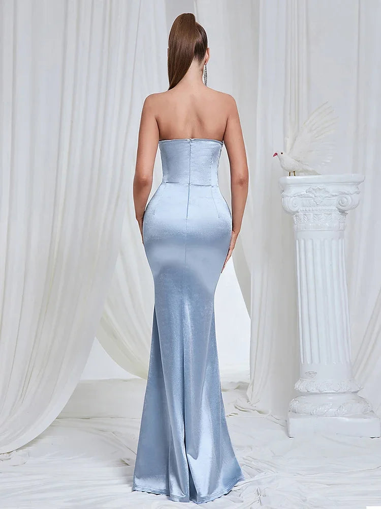 Mermaid V-Neck Strapless Evening Dress VestiVogue