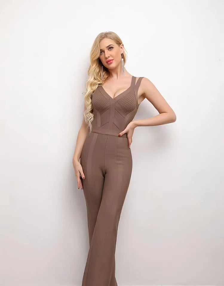 Sexy Backless Bandage Jumpsuit in Black VestiVogue