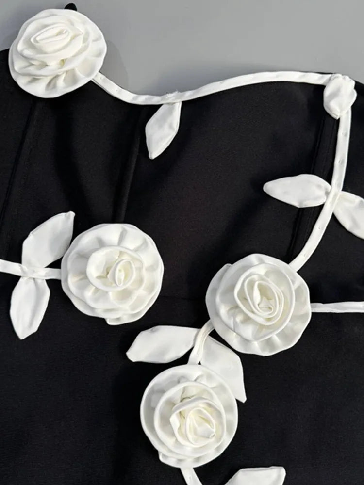 Strapless Floral Appliqué Two-Piece Skirt Set VestiVogue