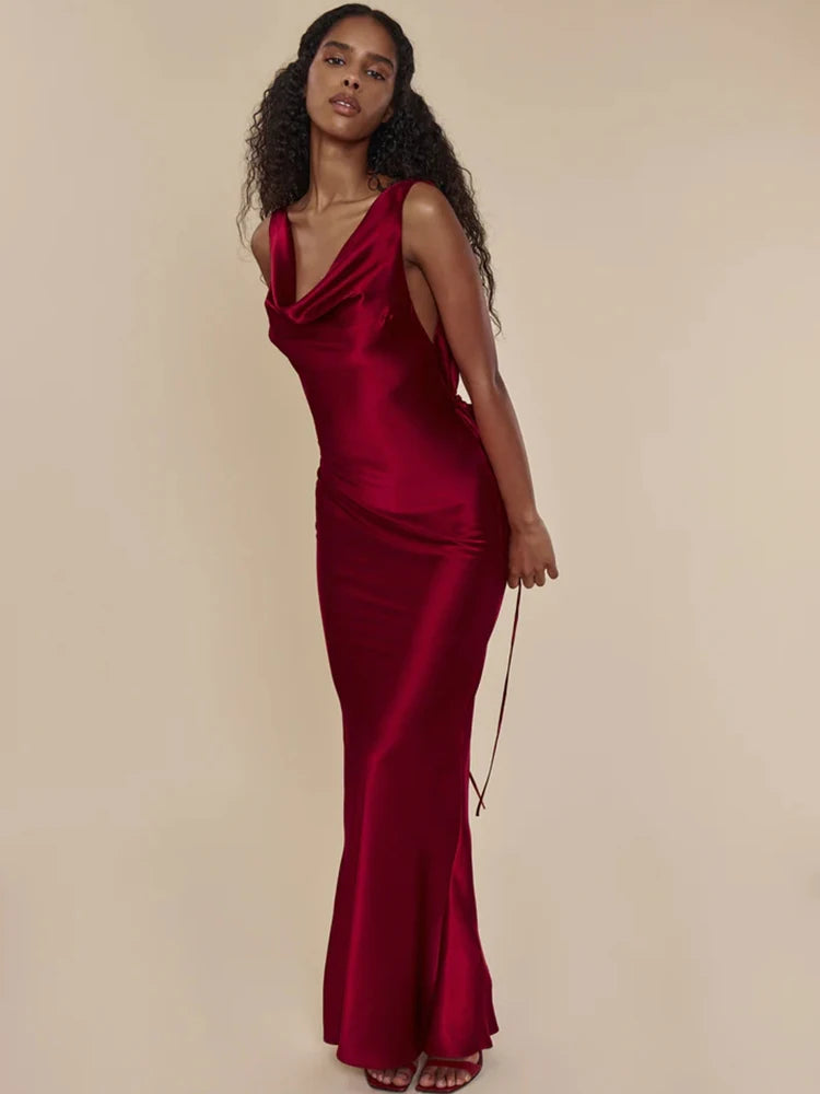 Backless Lace Up Bodycon Maxi Dress VestiVogue  