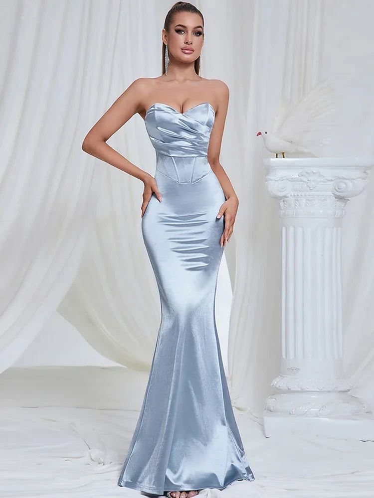 Mermaid V-Neck Strapless Evening Dress VestiVogue