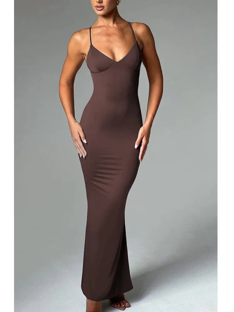 Backless Slim Fit Maxi Dress for Women VestiVogue  