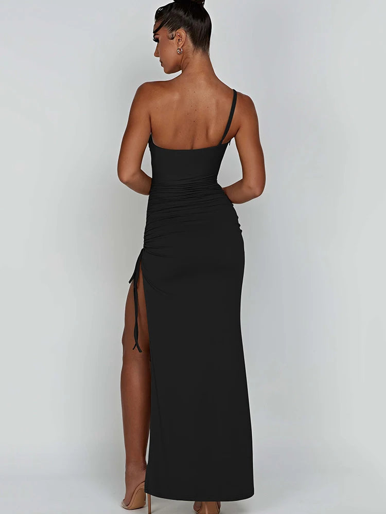 One Shoulder High Slit Bodycon Dress VestiVogue  