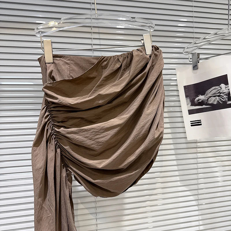 Backless Bandage Tank Top and Ribbon Mini Skirt Set