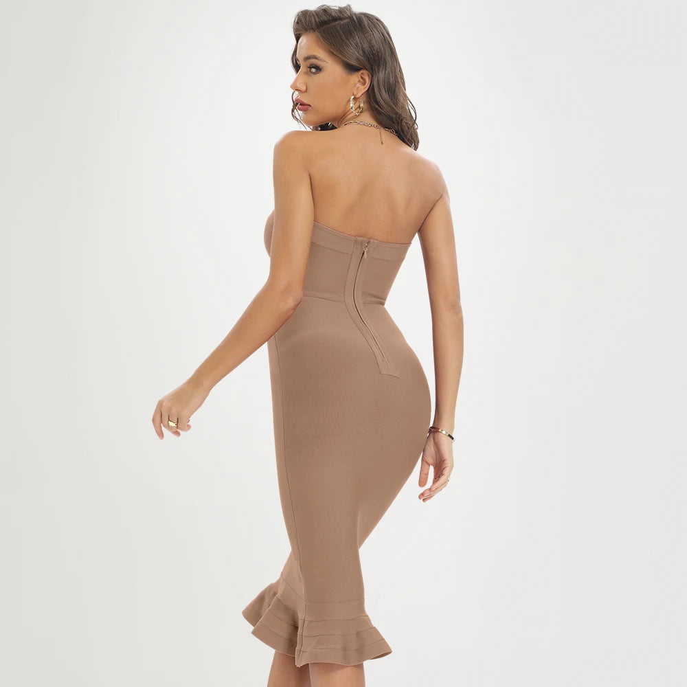 Strapless Mermaid Bandage Dress VestiVogue