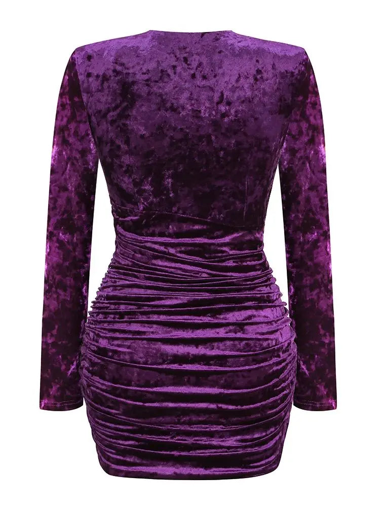 Purple Blue Velvet Bodycon Dress VestiVogue