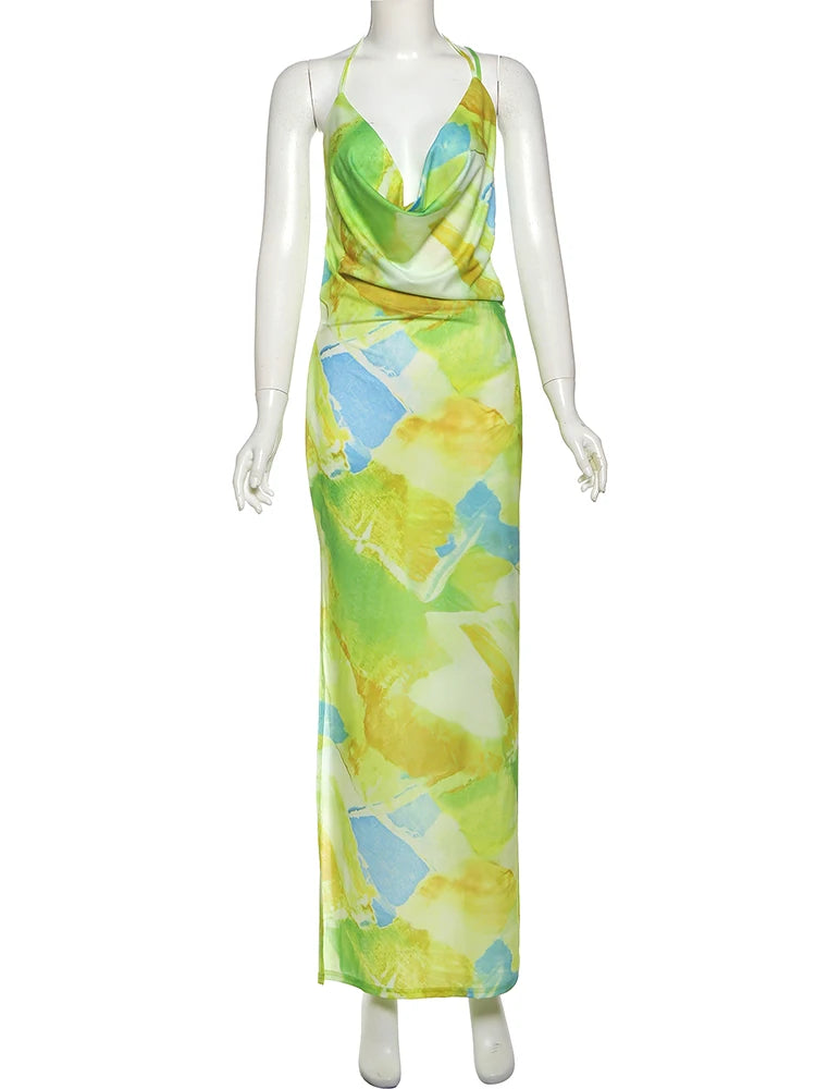 Elegant Leopard Print Backless Maxi Dress VestiVogue