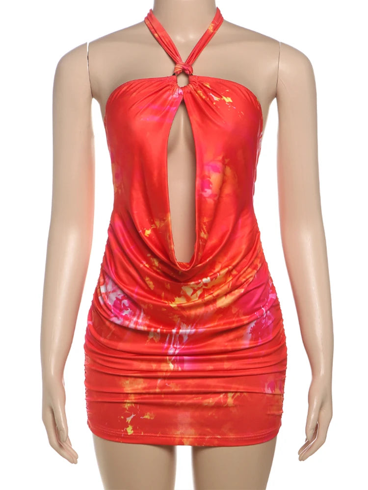 Patchwork Chain Ring Mini Dress VestiVogue