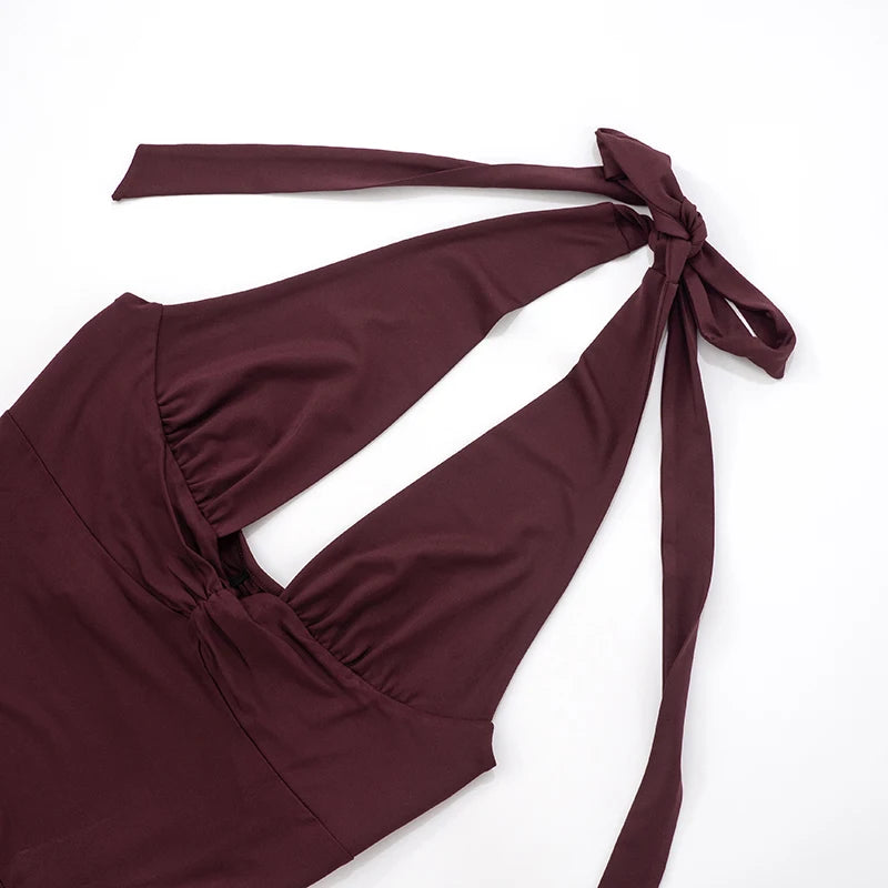 Elegant Hollowed Out Pleated Maxi Dress VestiVogue