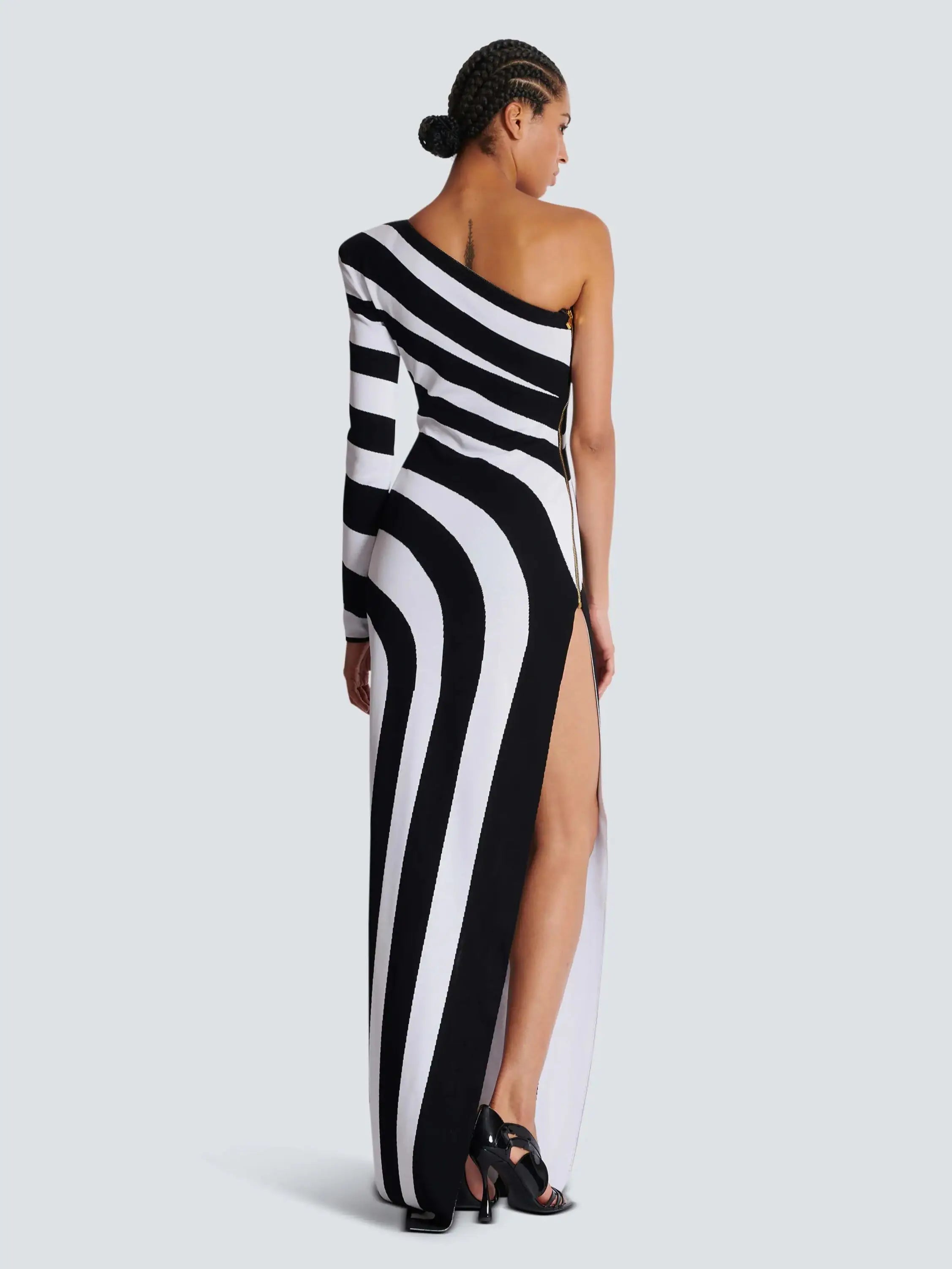 Asymmetrical Striped Jacquard Maxi Bandage Dress for Women VestiVogue  