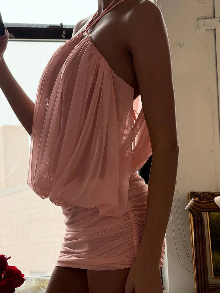 Backless Ruched Mini Dress VestiVogue