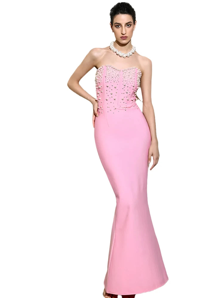 Strapless Beaded Bodycon Bandage Dress VestiVogue  