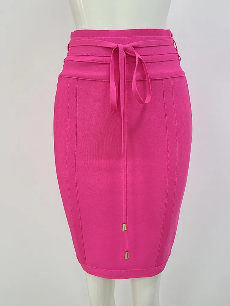 Hot Pink Bandage Pencil Skirt VestiVogue Rose Red L