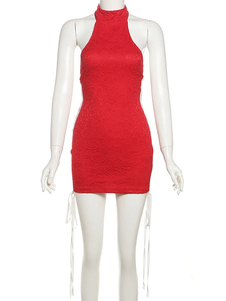 High Neck Backless Bodycon Mini Dress VestiVogue