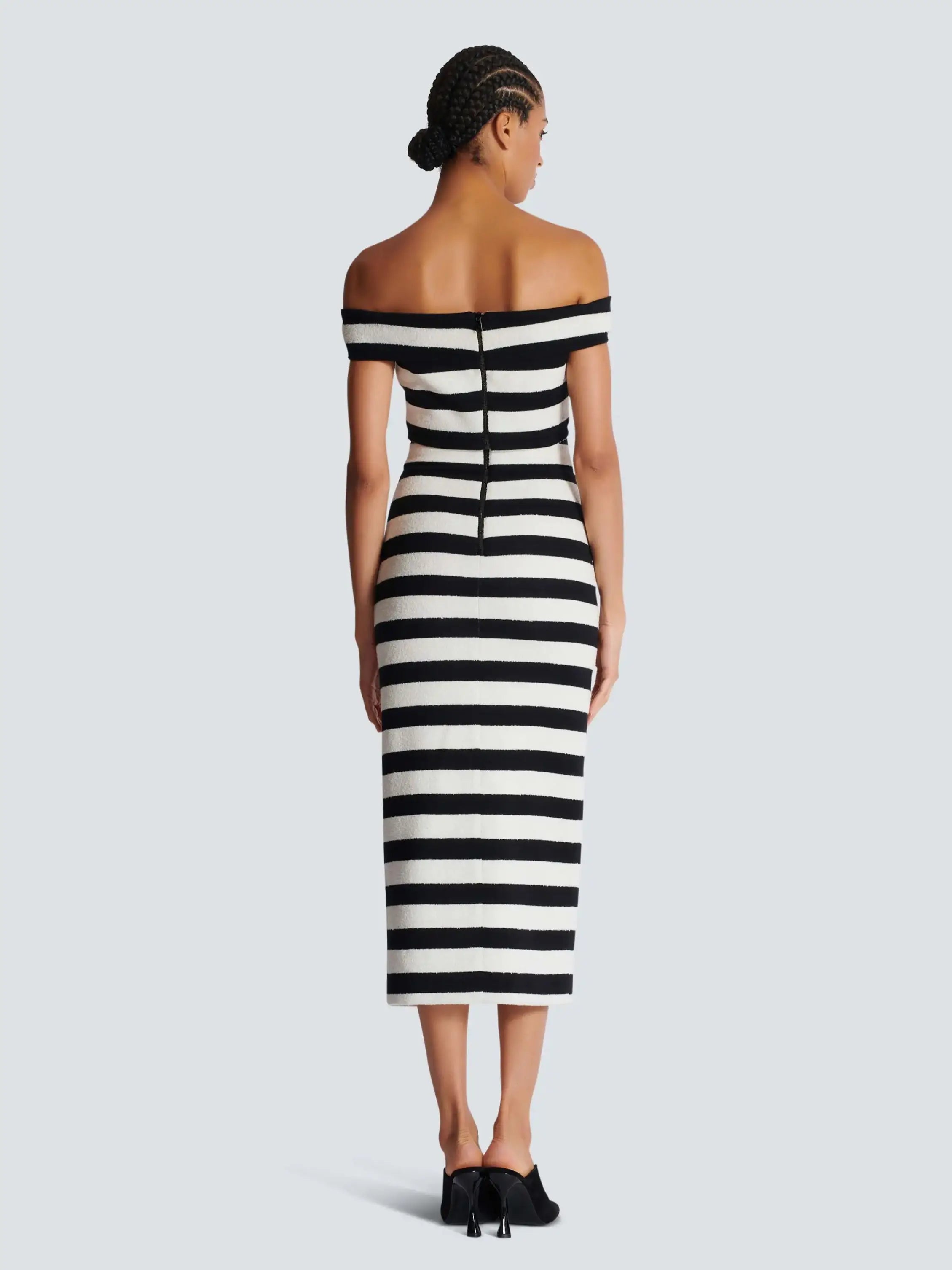 Sexy Striped Jacquard Bandage Skirt Suit VestiVogue  