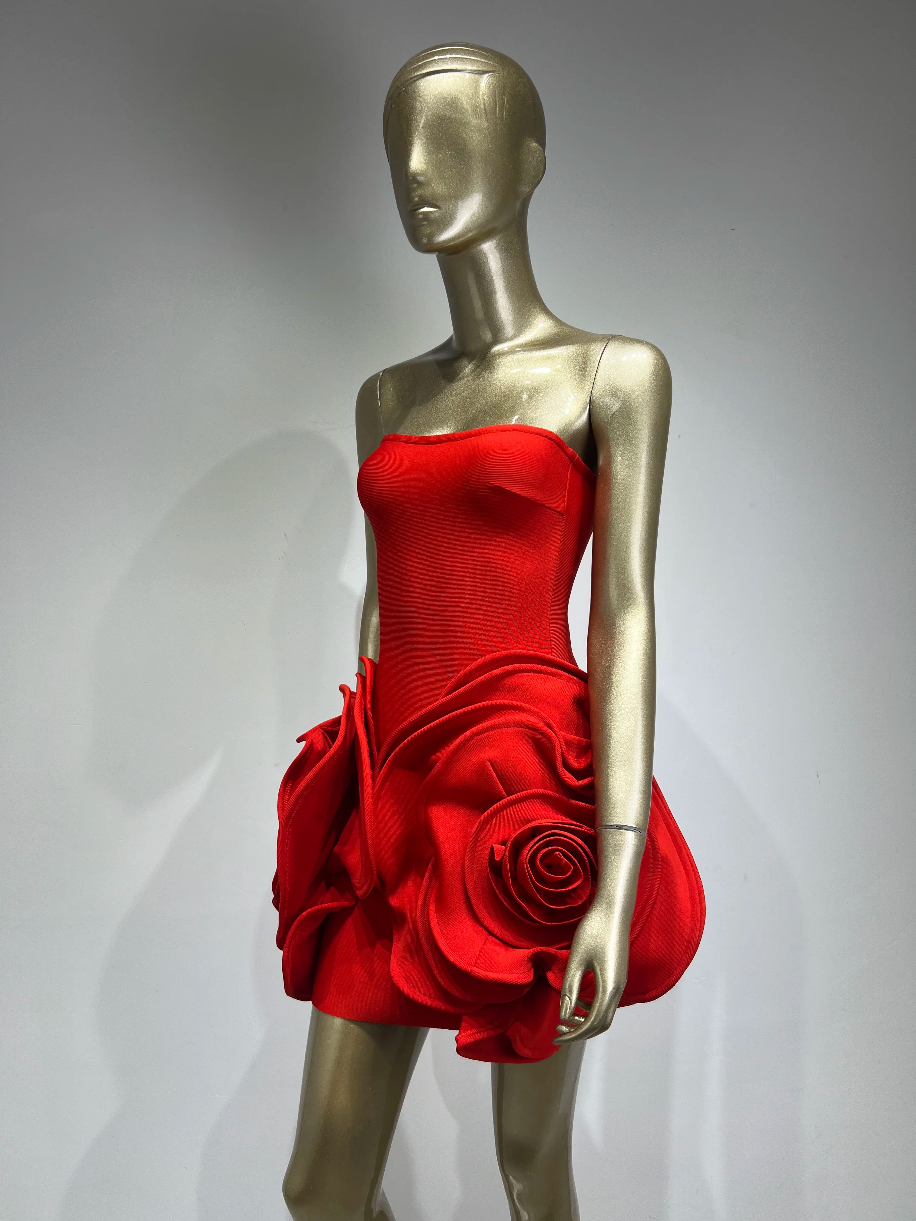 Strapless Backless Floral Bodycon Mini Dress VestiVogue