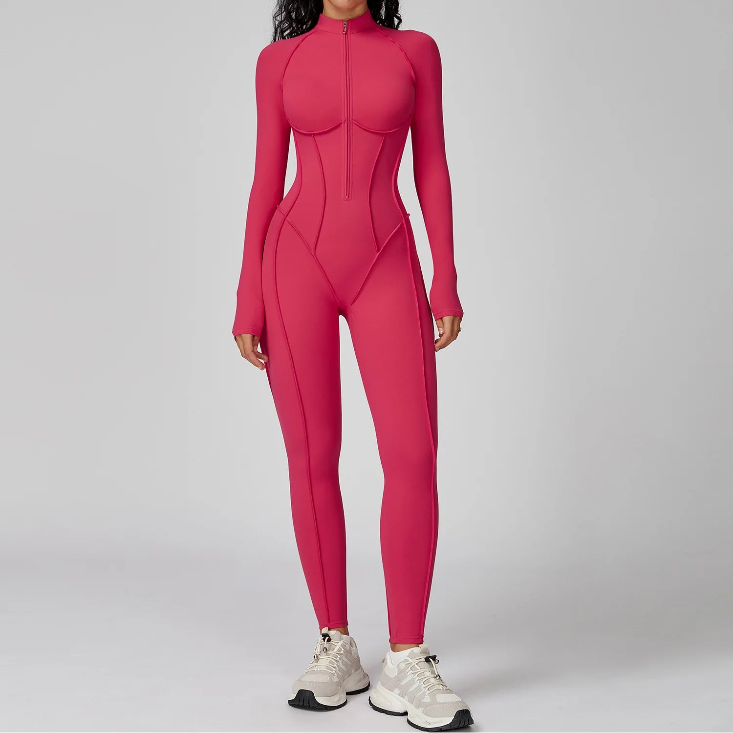 Chic Long-Sleeved Jumpsuit in High-Quality Polyester VestiVogue Rose 9771 S