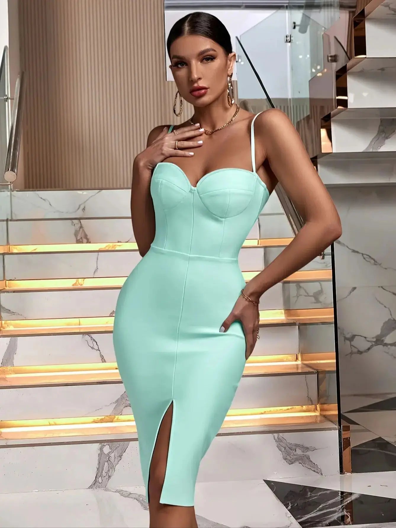 Classic Black Bodycon Bandage Dress VestiVogue CYAN M