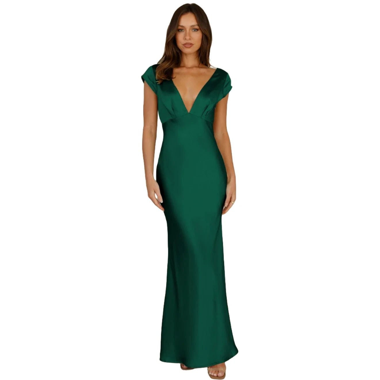 V-neck drape dress VestiVogue Green L