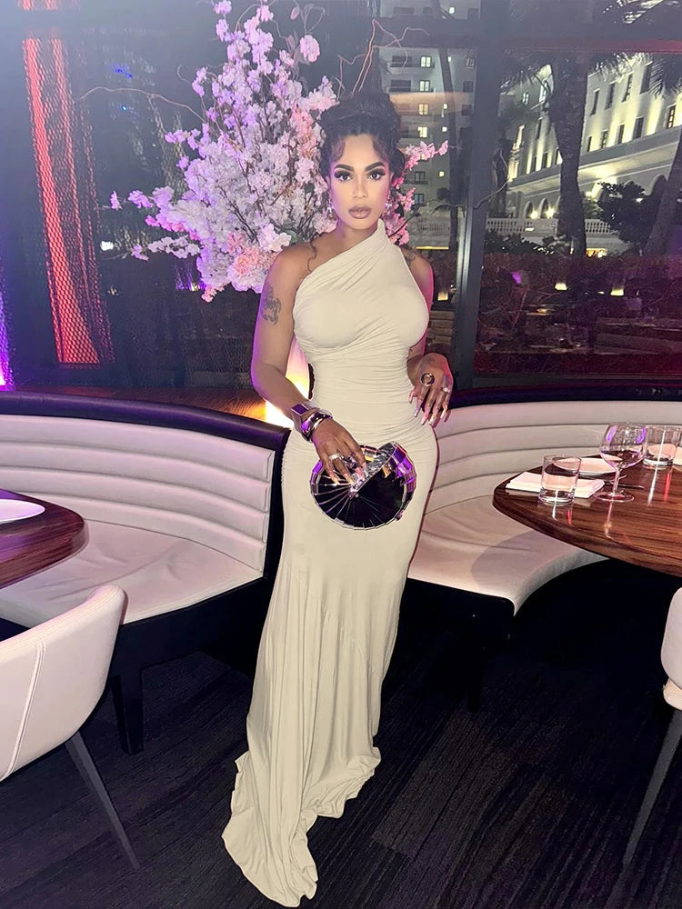 Elegant One-Shoulder Summer Dress VestiVogue SK1 L