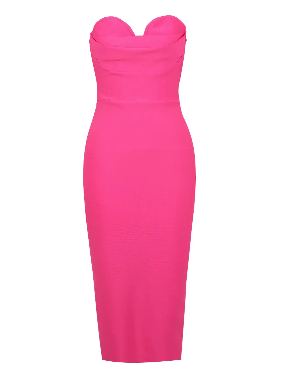 Strapless Neon Bandage Dress VestiVogue Rose Red M