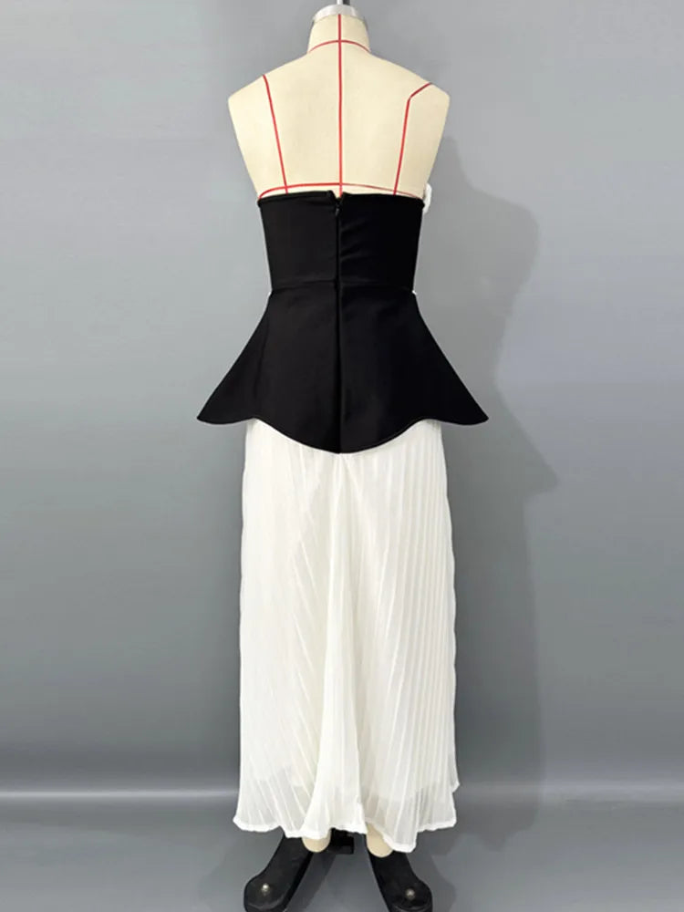 Strapless Floral Appliqué Two-Piece Skirt Set VestiVogue