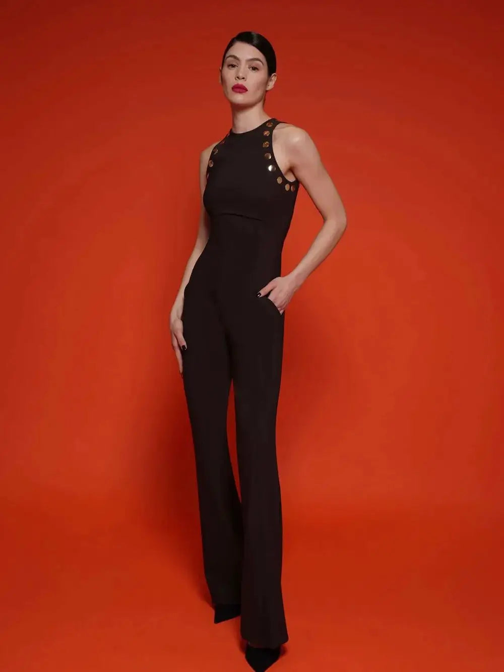 Chic Black Bodycon Flare Jumpsuit for Women VestiVogue  