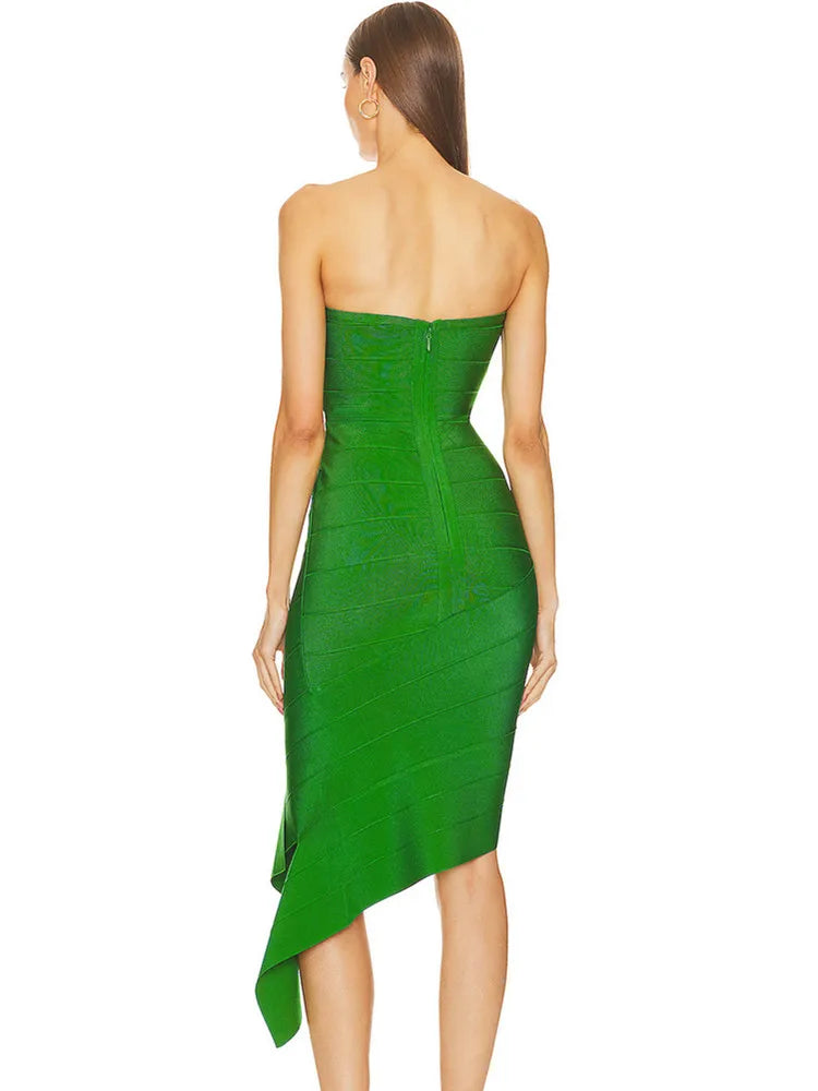 Strapless Green Bandage Dress VestiVogue