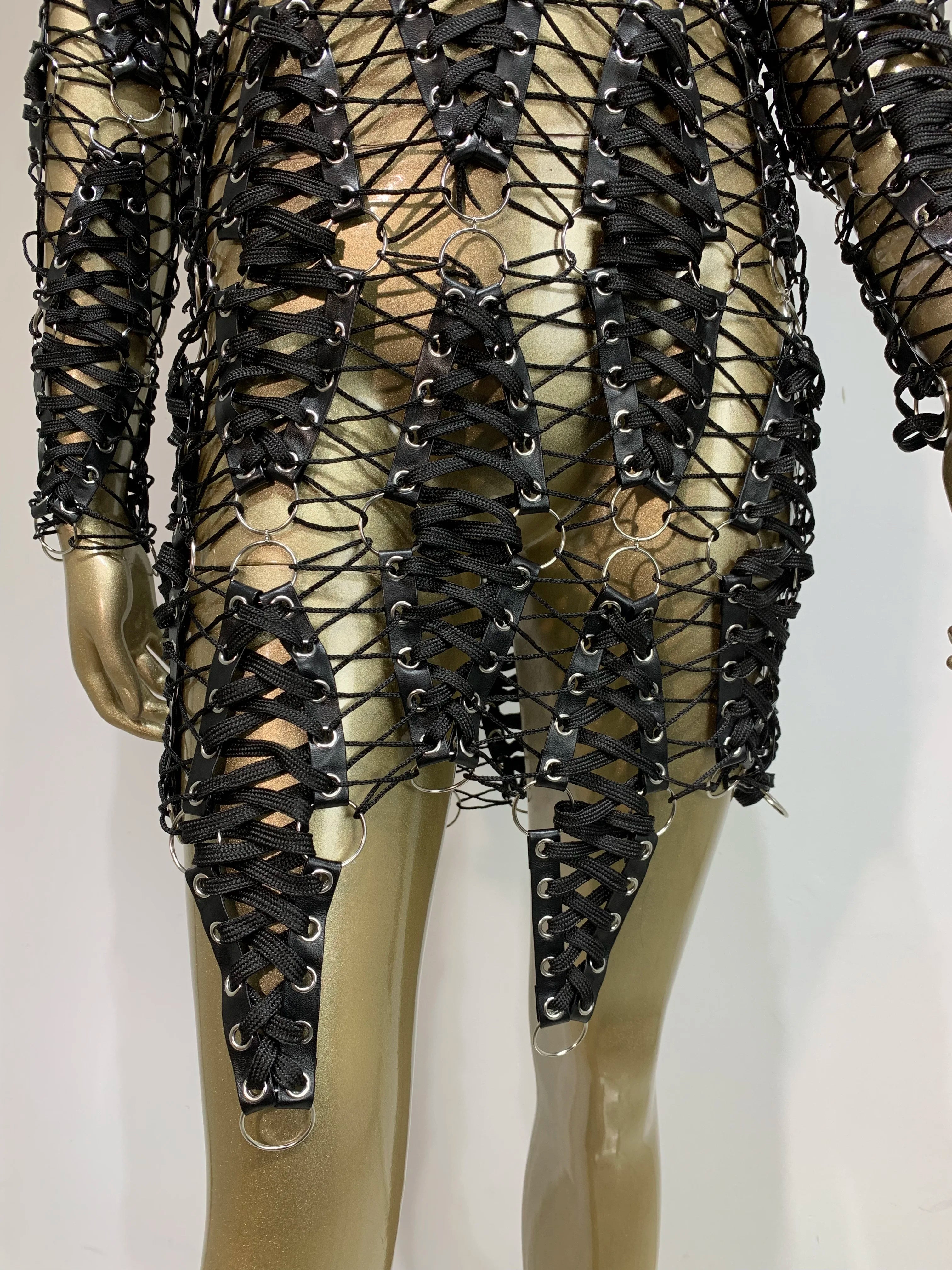 Hollow-Out Backless Black Mini Dress with Laced Detail VestiVogue