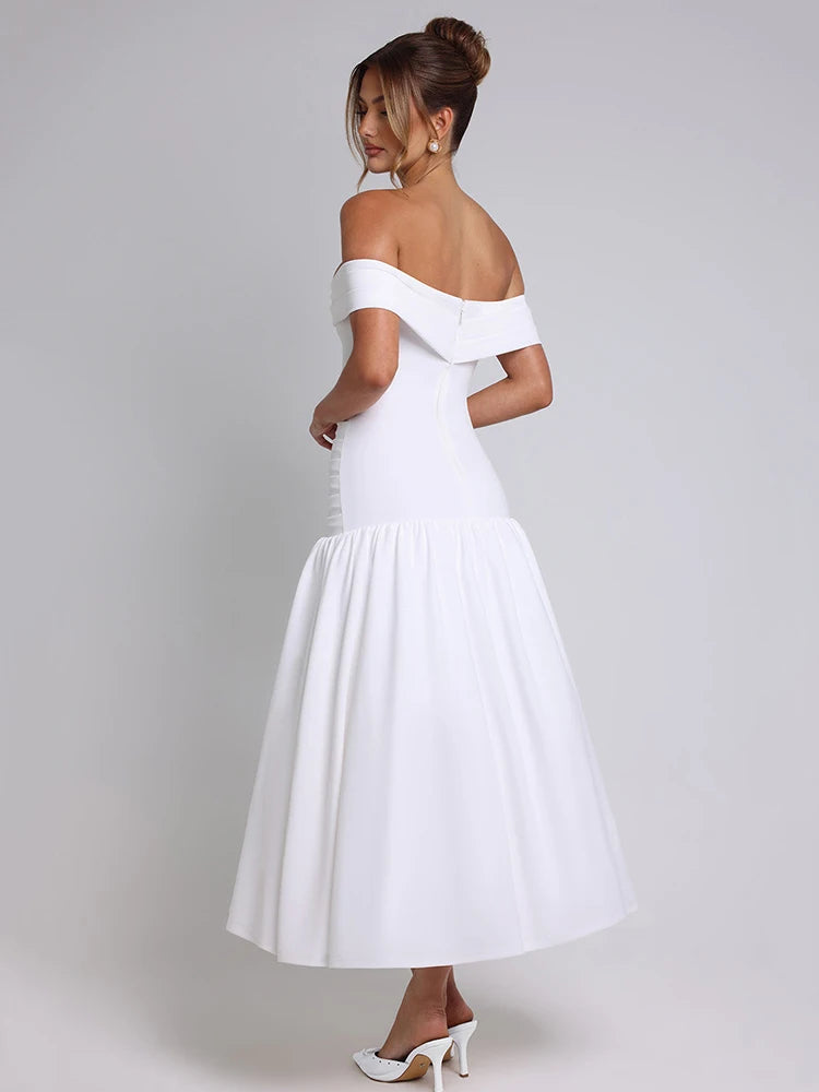 Elegant One-Shoulder Backless Midi Dress VestiVogue  