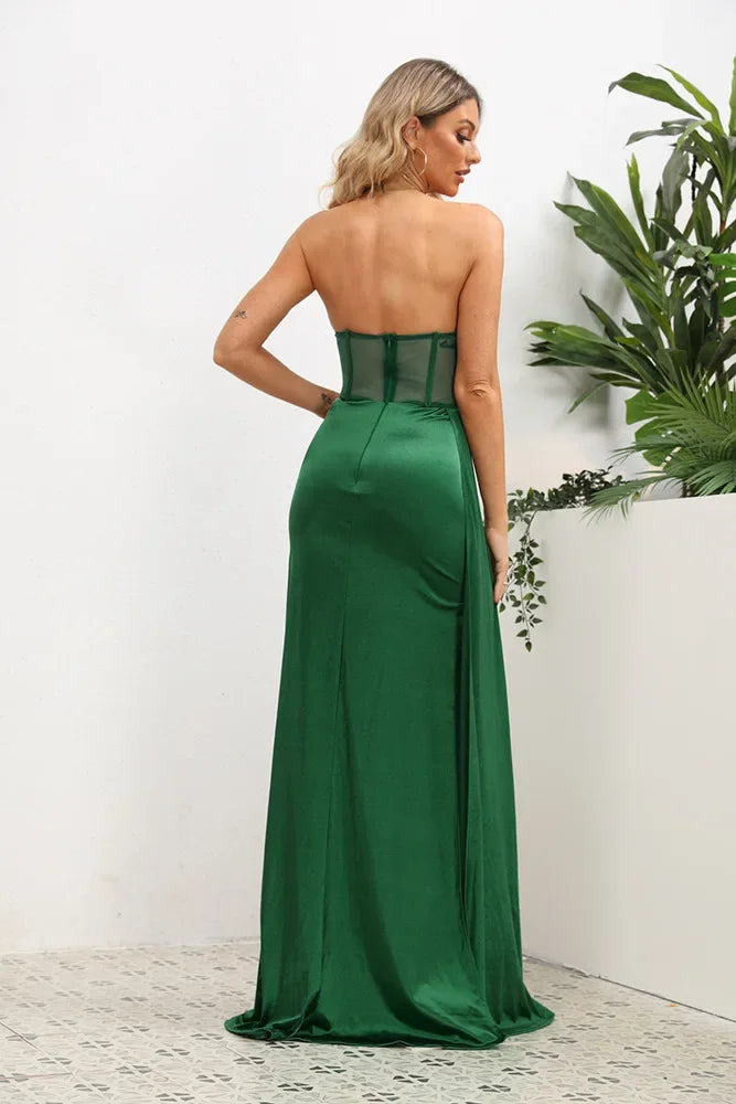 Green Sequin Slit Maxi Dress VestiVogue  