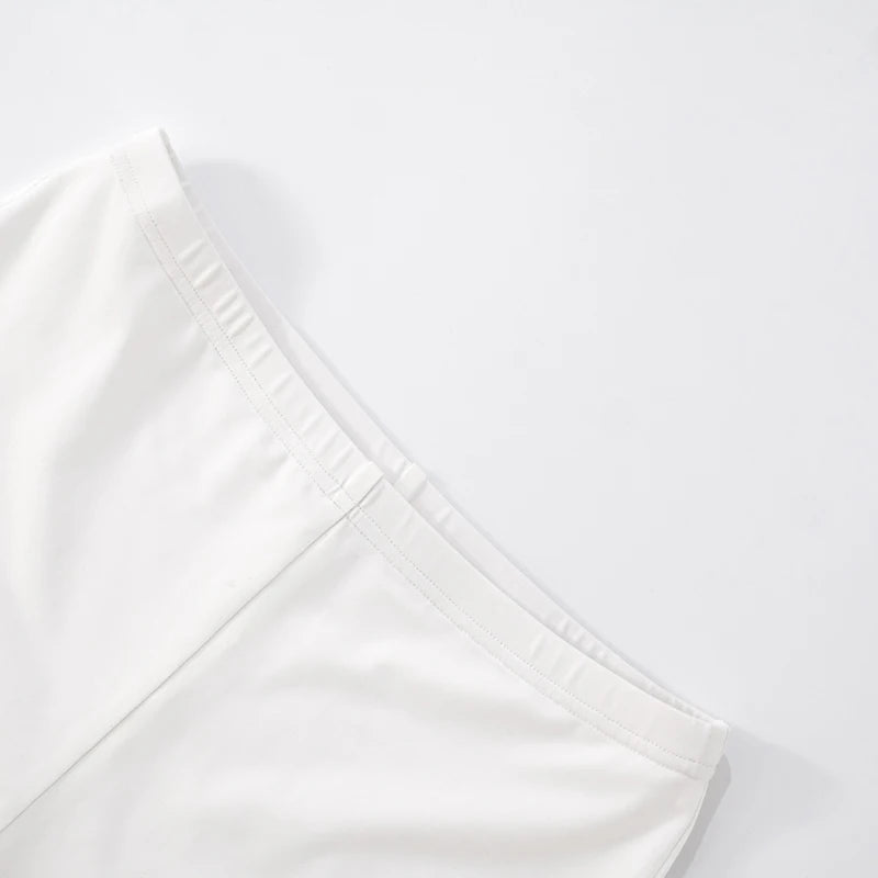 Strapless Pullover Crop Top and Elastic Waist Open Seven Pants Set VestiVogue