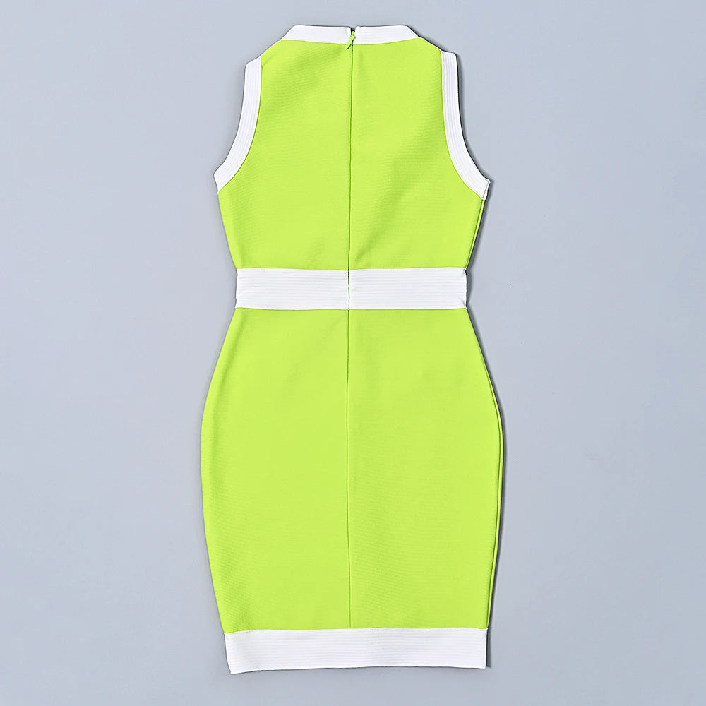 Neon Green Bandage Mini Dress VestiVogue