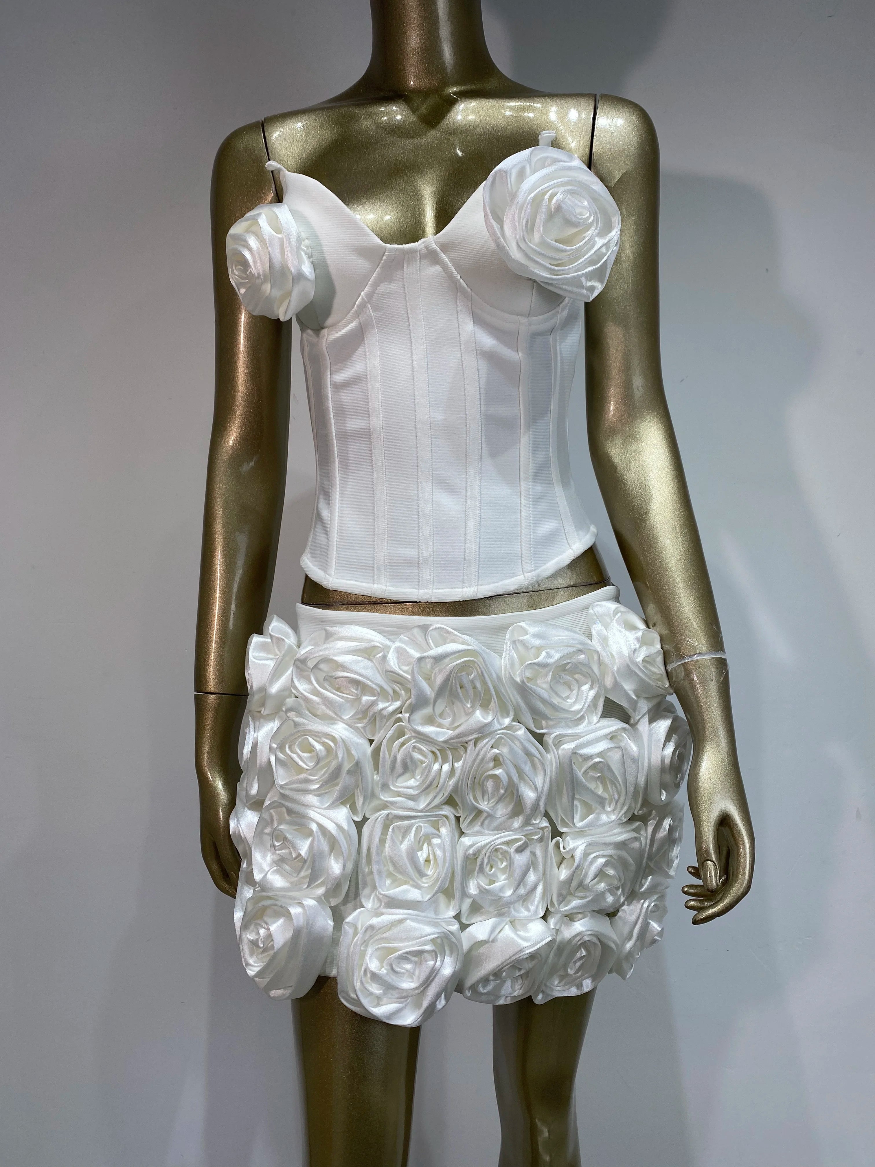 Strapless Floral Zipper Mini Skirt Two-Piece Set VestiVogue