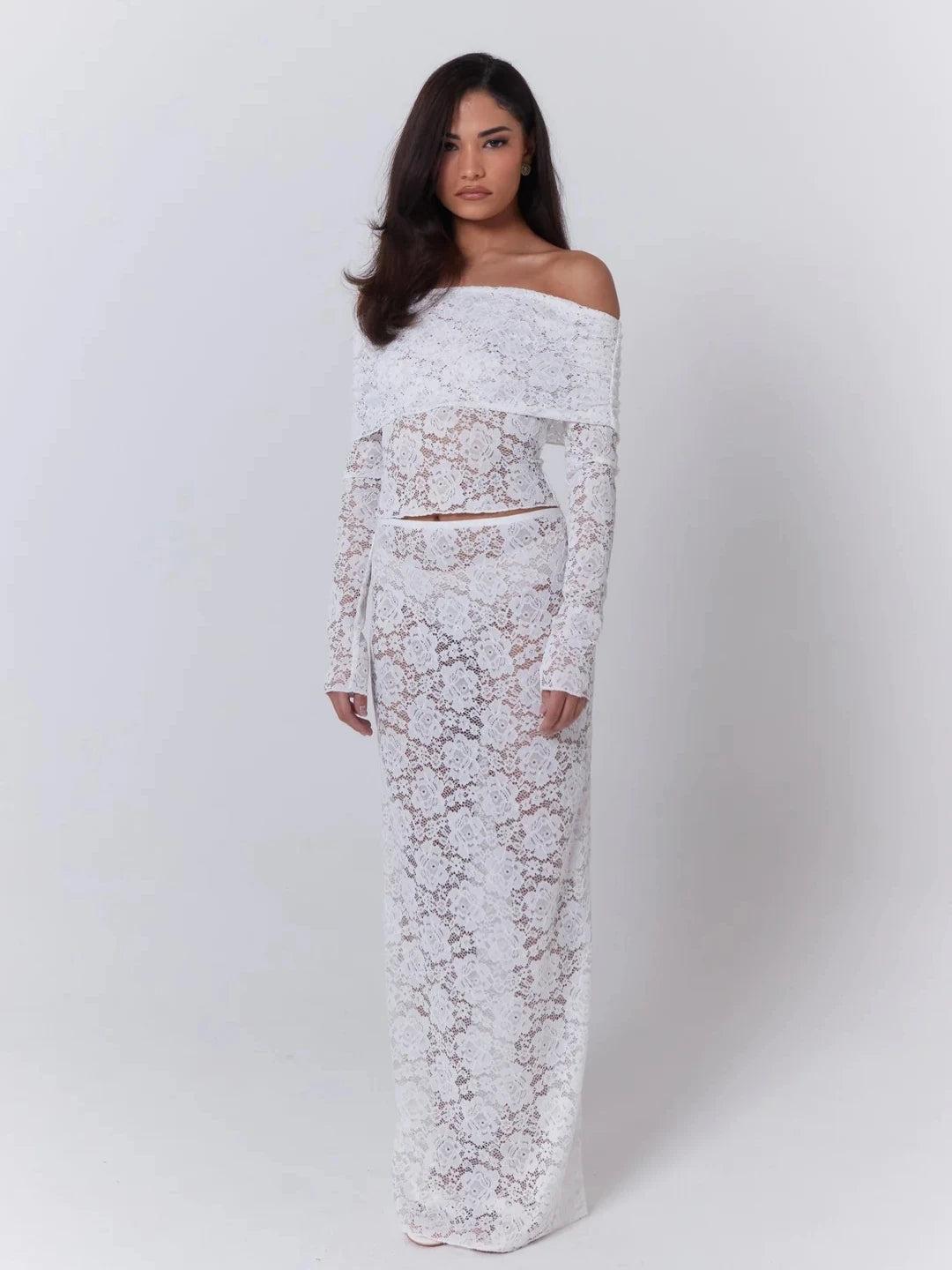 Chic Lace Two-Piece Set VestiVogue WHITE M