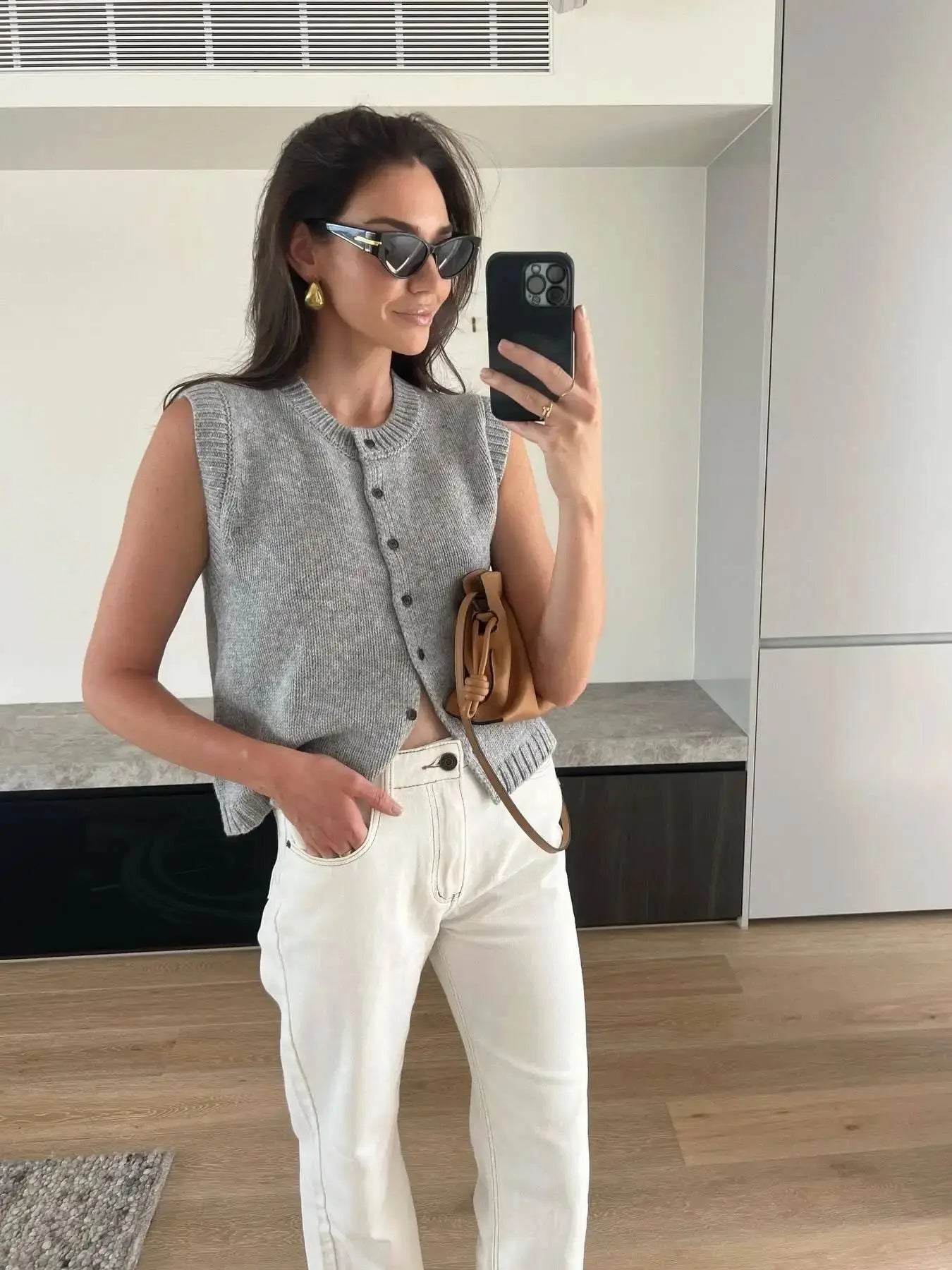 Autumn Knitted Sleeveless Vest Top VestiVogue