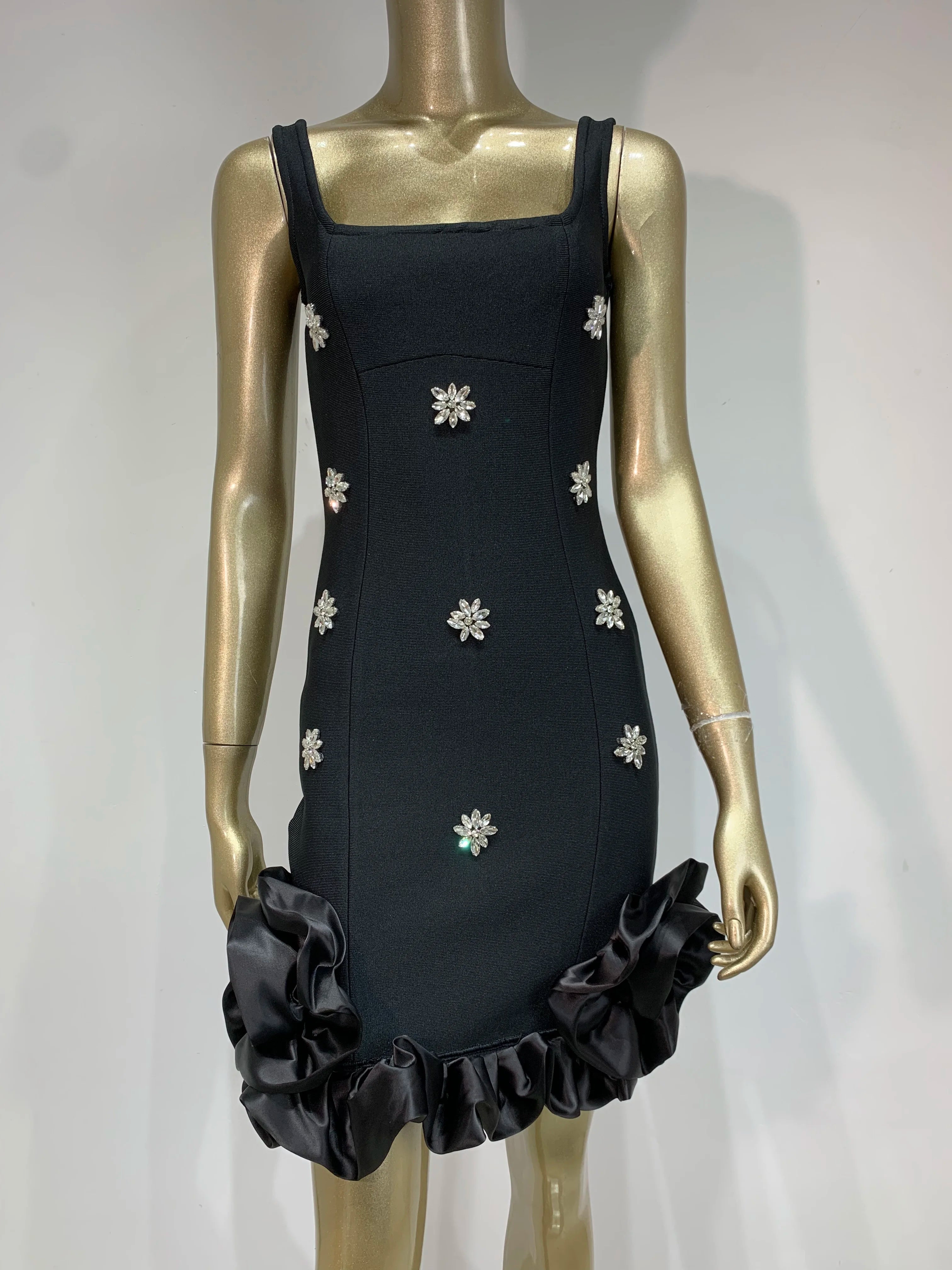 Sky Blue Bodycon Mini Dress with Diamond Detailing VestiVogue